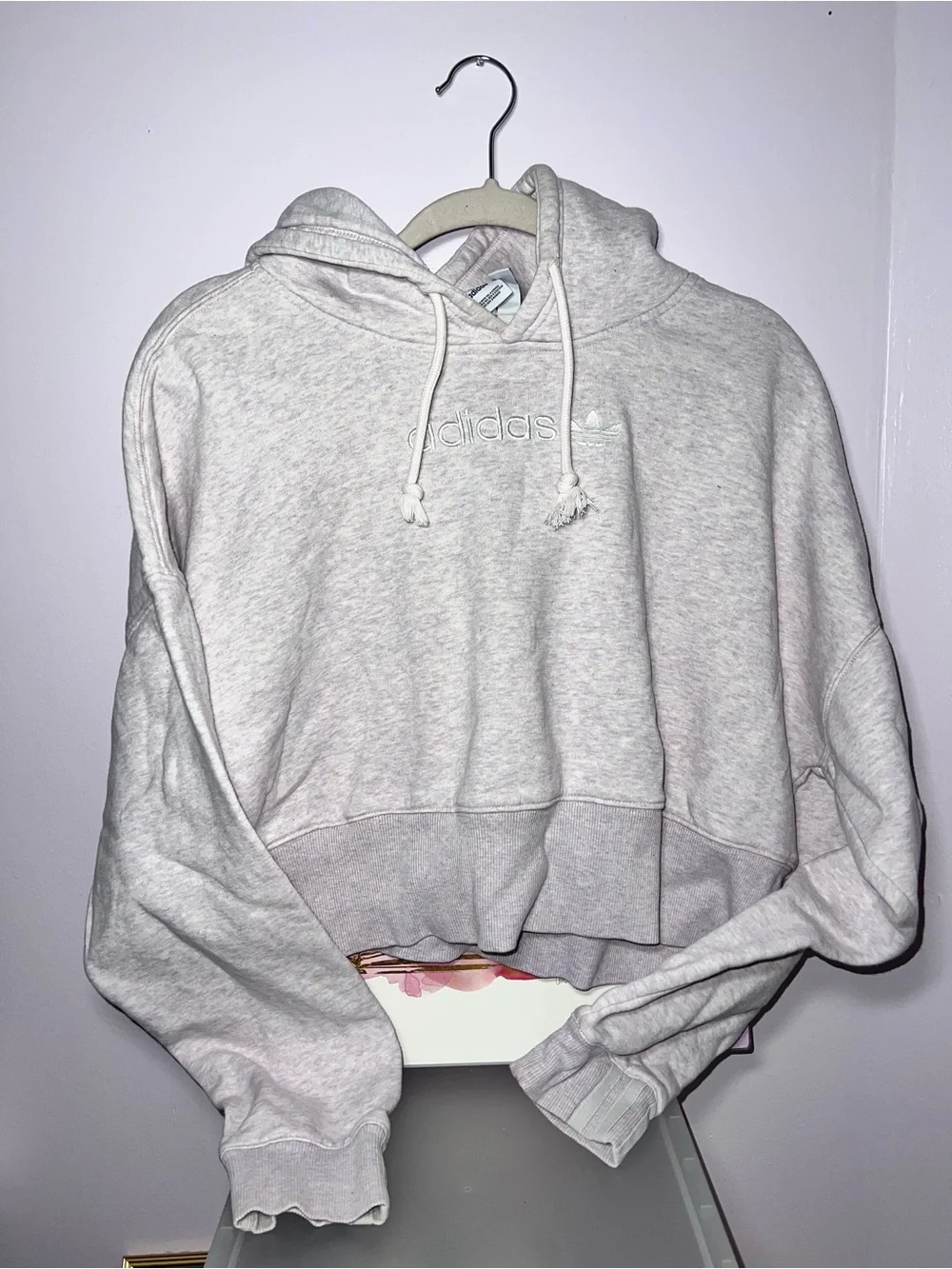 adidas Light Purple Cropped Crewneck Hoodie